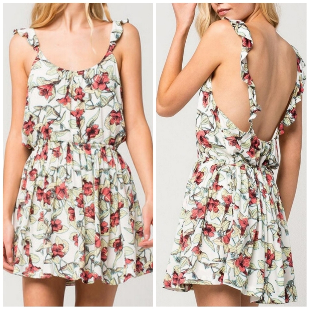 Free People Boho Ruffle Flutter Sleeves Mini Dress